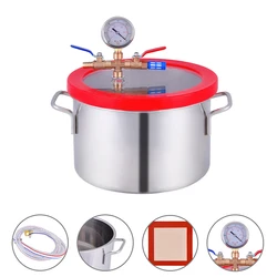 5 Gallon 20L Stainless Steel Vacuum Degassing Chamber Vacuum Defoaming Barrel For Silicone Resin AB Adhesive 30x30CM