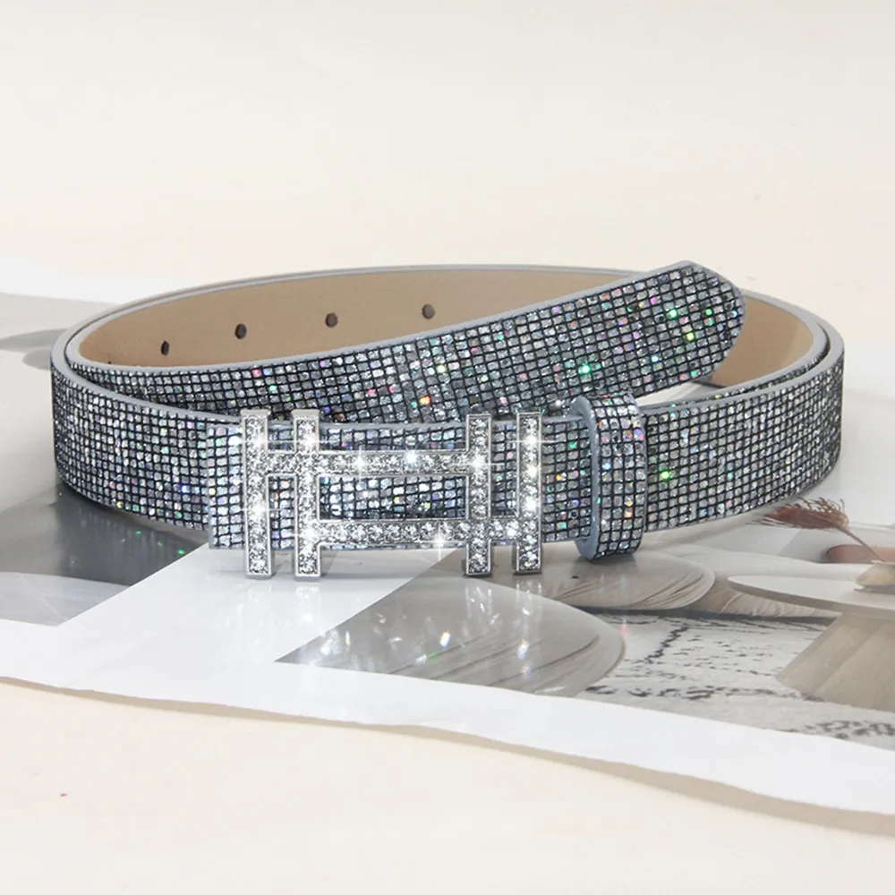 

Модный блестящий ремень со стразами, универсальный роскошный брендовый дизайн, ремень с пряжкой, блестящий модный пояс для женщин