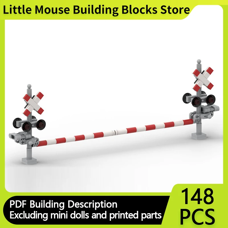 

City Street View Model MOC Building Bricks Railroad Crossing Signals Modular Technology Gifts Holiday Assemble Children Toy Suit