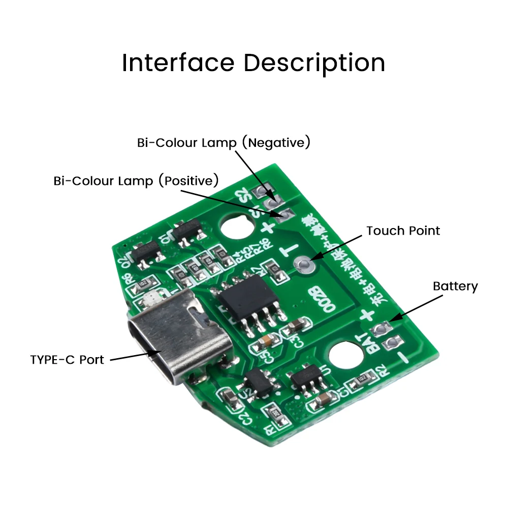 Tipo-C LED Table Lamp Circuit Board, Carregamento USB, Três Engrenagens Stepless, Regulável, Touch, Módulo de Controle Pequeno Night Light, 8W