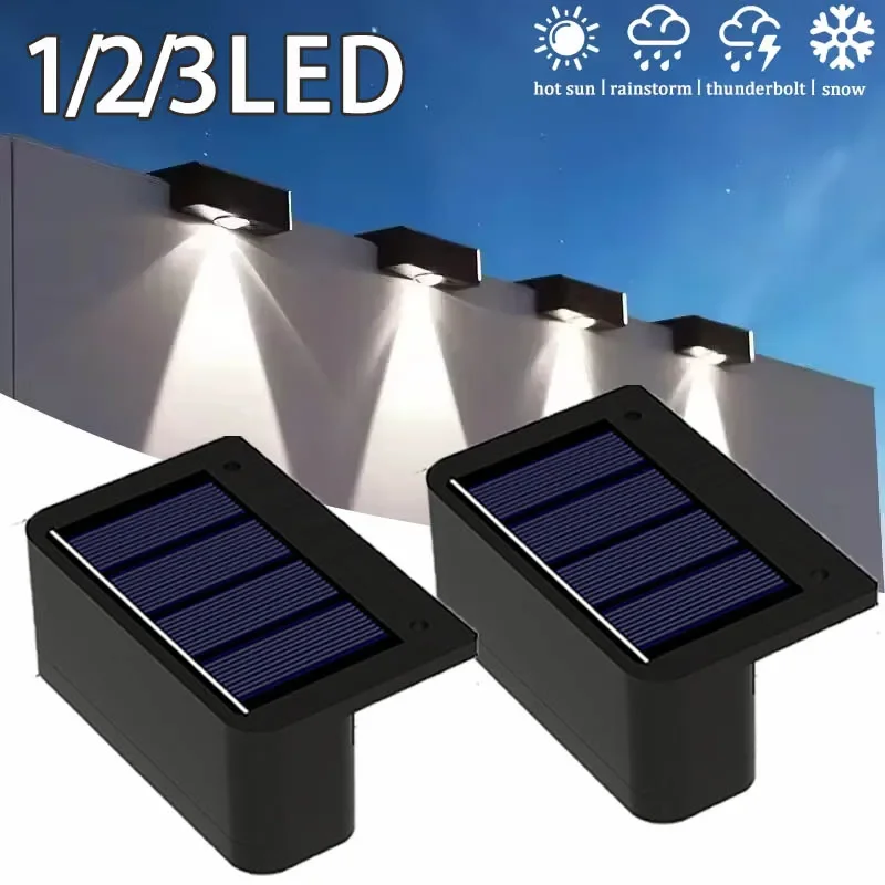1/2/4PCS LED Solar Powered Wall Light Outdoor Waterproof for Garden Steps Fence Staircase Path Decorative Lamp
