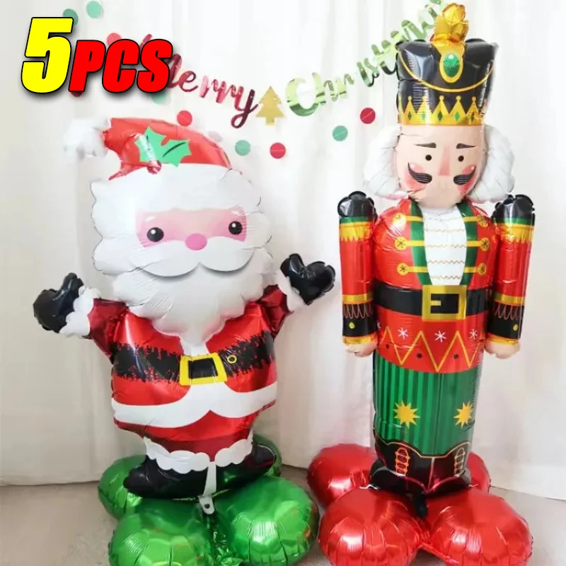 5PCS Christmas Balloons Soldier Father Christmas Elk Balloon Decoration Large Christmas Foil Balloon Theme Party Decoration