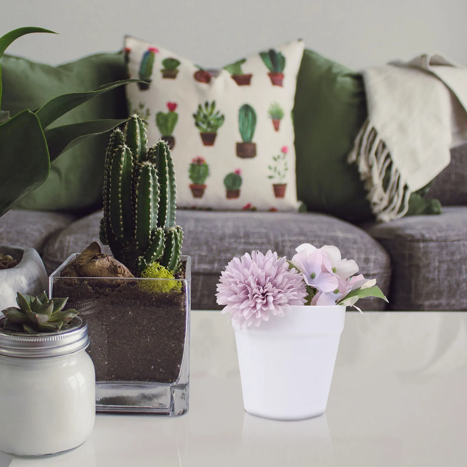 

6 шт. наборы сочных цветочных горшков «сделай сам» для рукоделия, белые пластиковые цветочные горшки-на играх