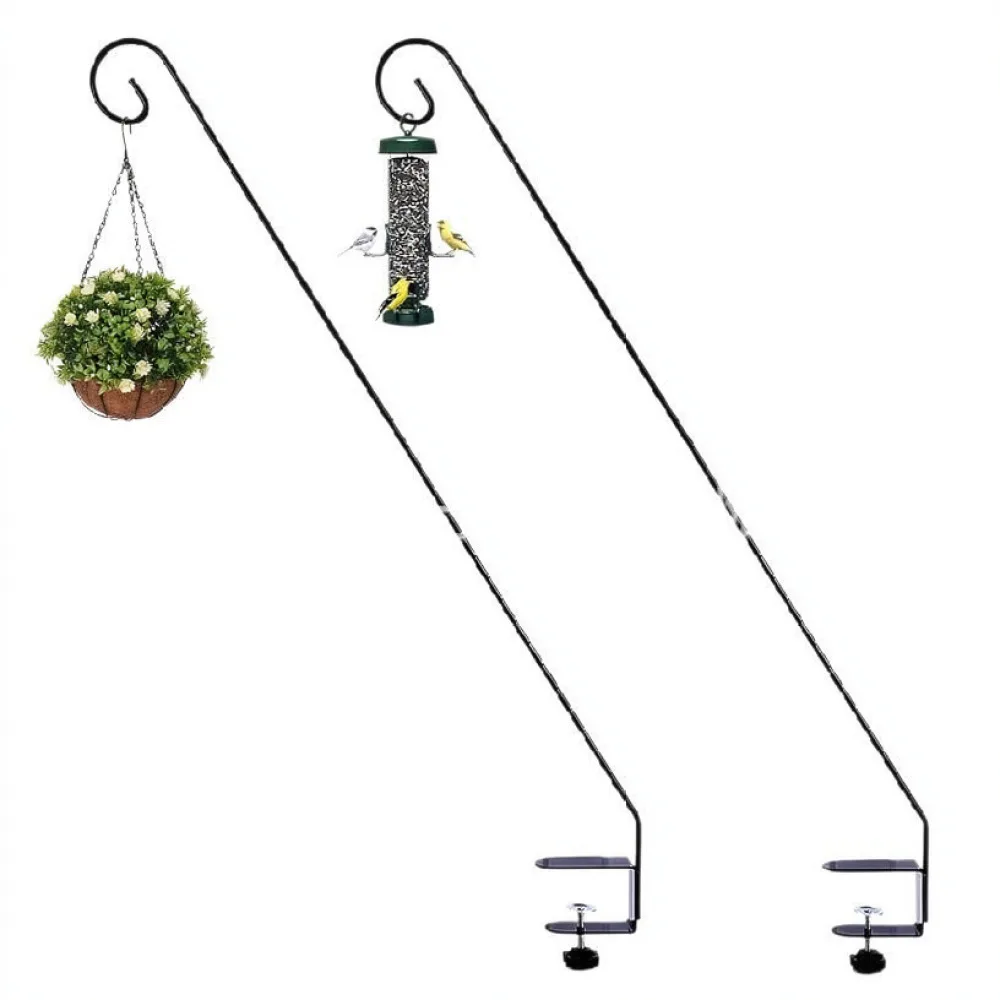 32 Inch Metal Deck Hook For Bird Feeder Heavy Duty Hanging Bracket Holder For Garden Balcony Plants Flowers Planter Decor