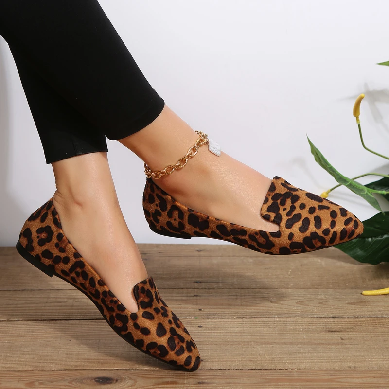 Summer Fashion New Sexy Outerwear Leopard Print Flat Pointed Toe Casual Comfortable Popular Sandals Walking Shoes