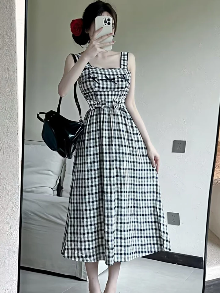 knit midi dress *RESTOCKED* FIERCE FEMALE MESH MAXI DRESS IN CHECKERED PRINT S-3XL Large