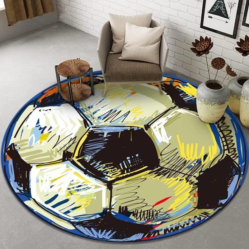 Carpet Door Mat Anti-Slip Chair  Round Children Living Room  Planet Ball Pattern Boy Play  Bedroom Bedside Rug