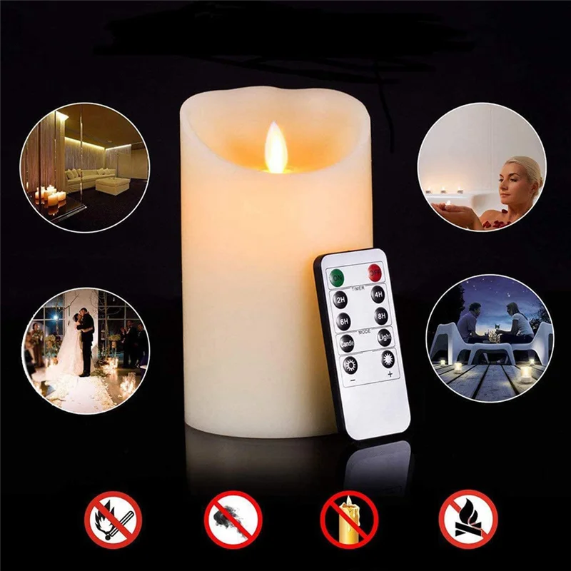 High-end LED Candles, Flickering Flameless Candles, Rechargeable Candle, Real Wax Candles with Remote Control,10cm A