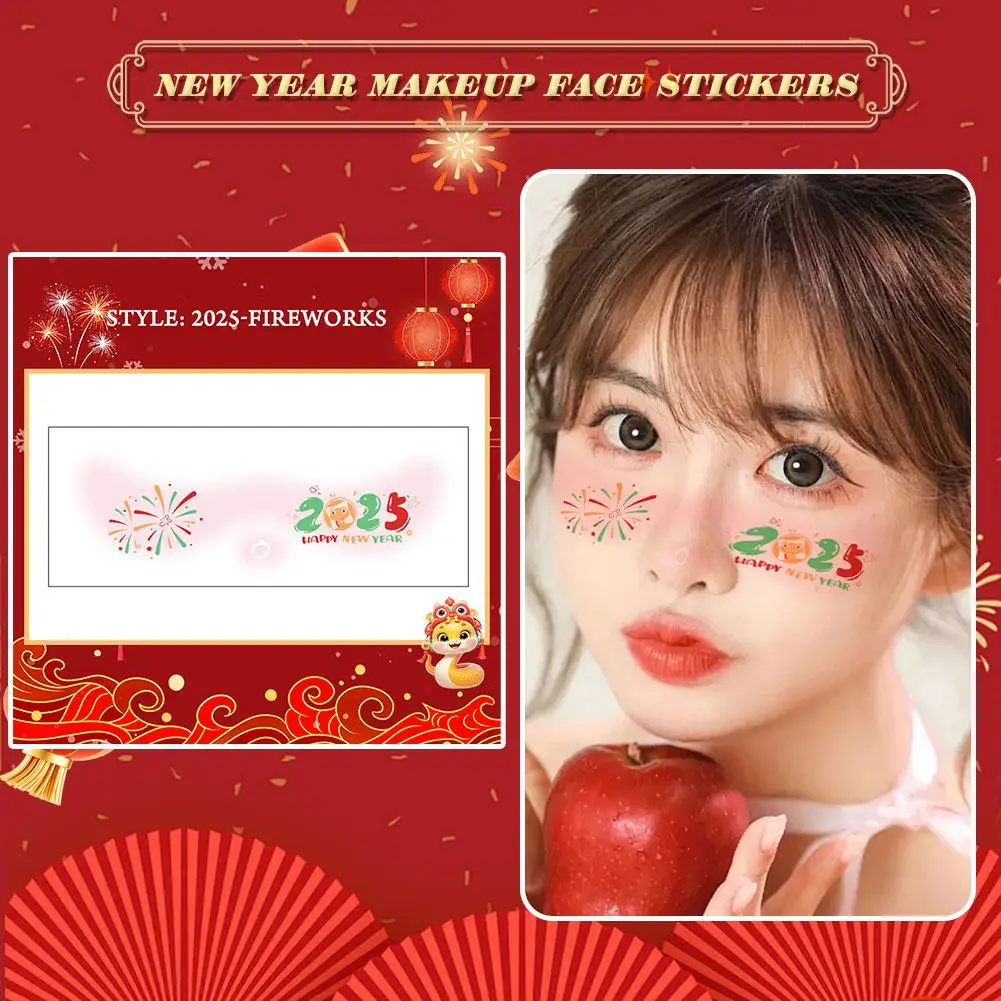 Festive Lantern Pattern Tattoo Stickers Disposable Unique Net Performance Party Face Celebrity Cool Trendy Broadcast Live P K8Q6