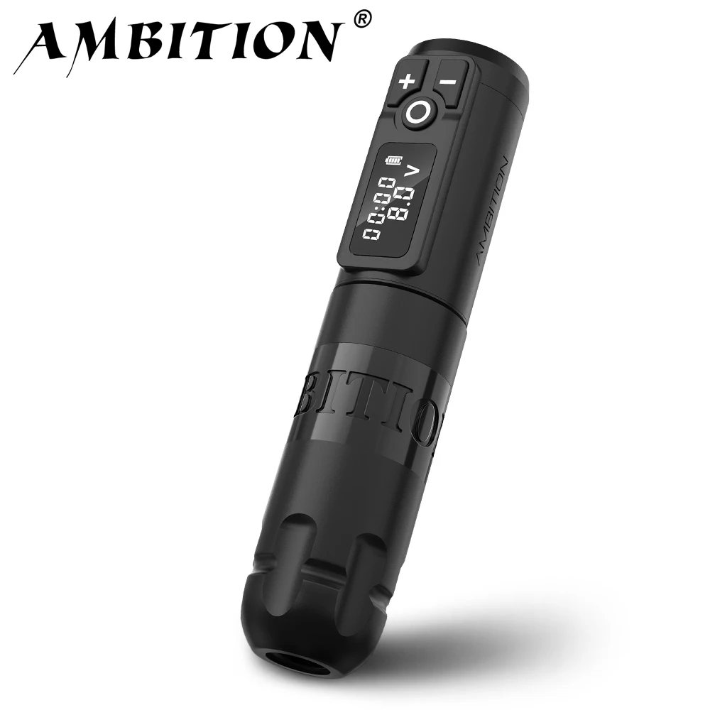 Ambition Soldier Wireless Tattoo Machine Rotaty Battery Pen 2400mAh LED Digital Display For Body Artwith Portable Power Pack