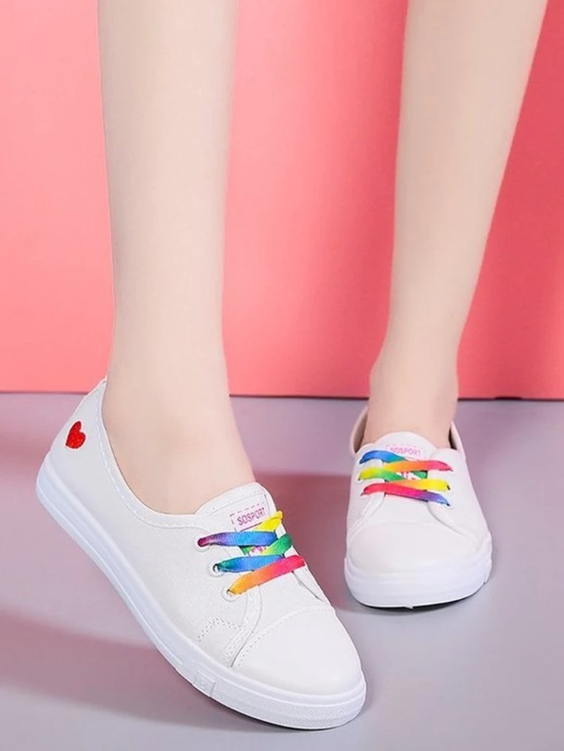 2024 Women Casual Shoes New Spring White Sneakers Fashion Trend Black and White Flat Shoes Youth Campus Girl