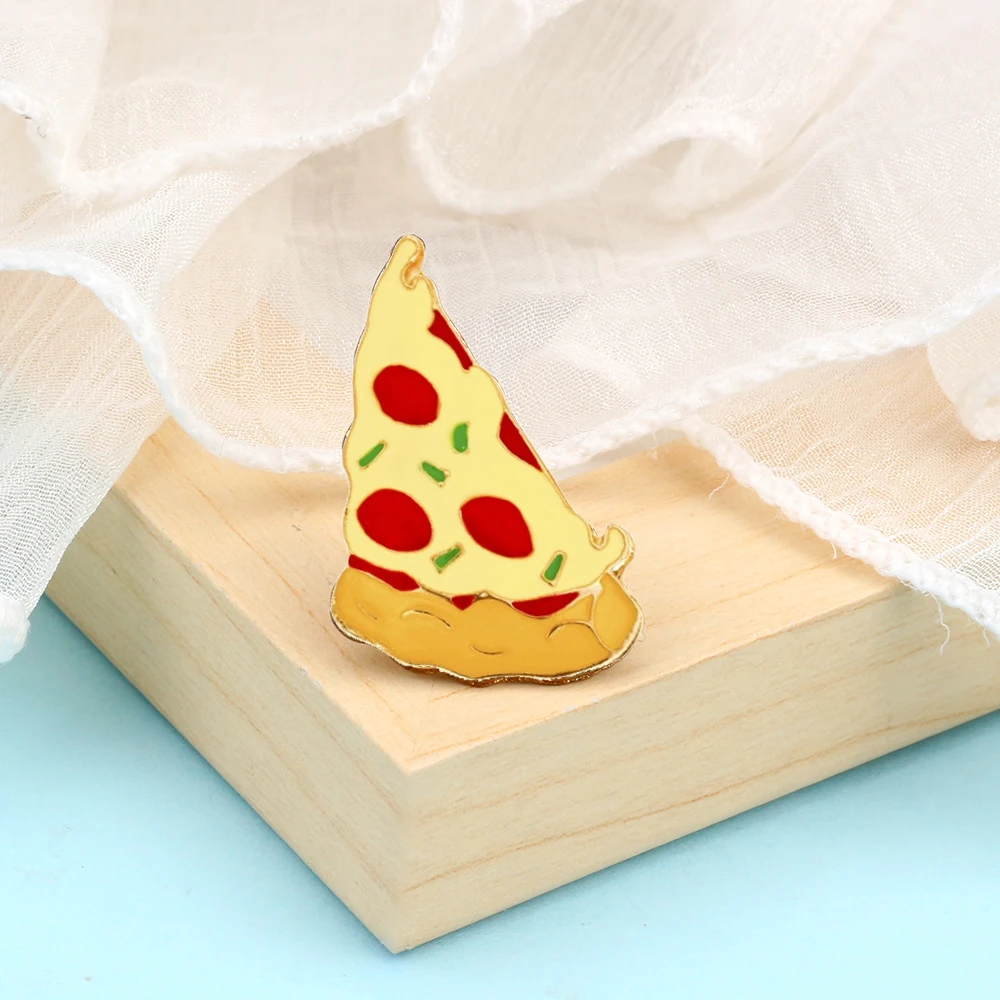 Hamburger Pizza Fries Hot Dog Chicken Legs Poached Eggs Enamel Brooch Pin Hat Shirt Collar Decoration Fast Food Brooches Jewelry