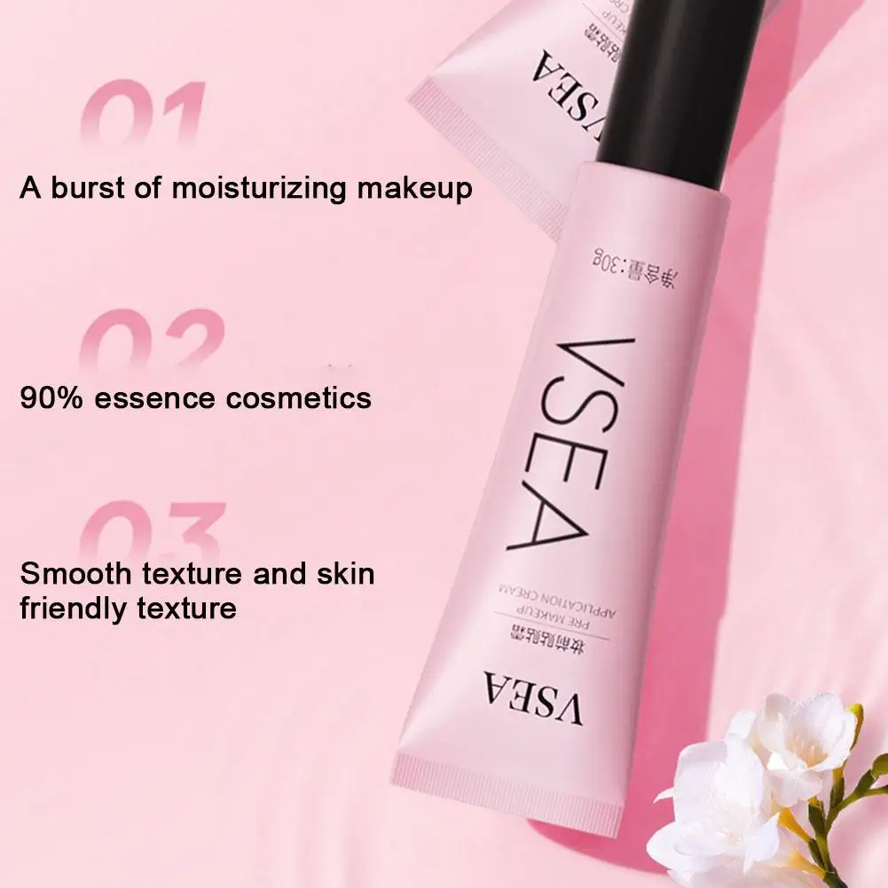 Pre-makeup Primer ringan bernapas Concealer alami Pre Primer penghapus pori alas bedak tidak berminyak T7p6