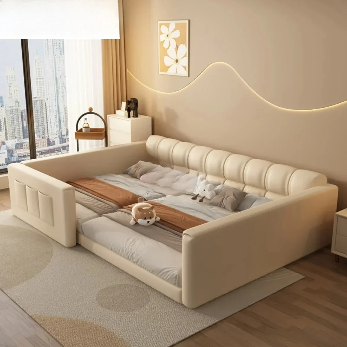 NNCream Wind Widened Splicing Bed Tatami Combination Guardrail Oversized 3m Mother And Child Bed