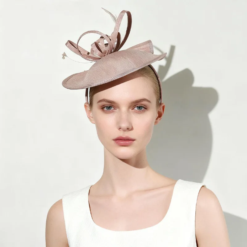 Women Elegant Fascinator Hat High Quality Sinamay Hair Clip Cocktail Party Wedding Hair Accessories Headwear For Girl