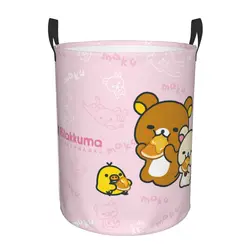 Custom Kawaii Cartoon Rilakkuma Bear Laundry Basket Foldable Toy Clothes Hamper Storage Bin for Kids Nursery