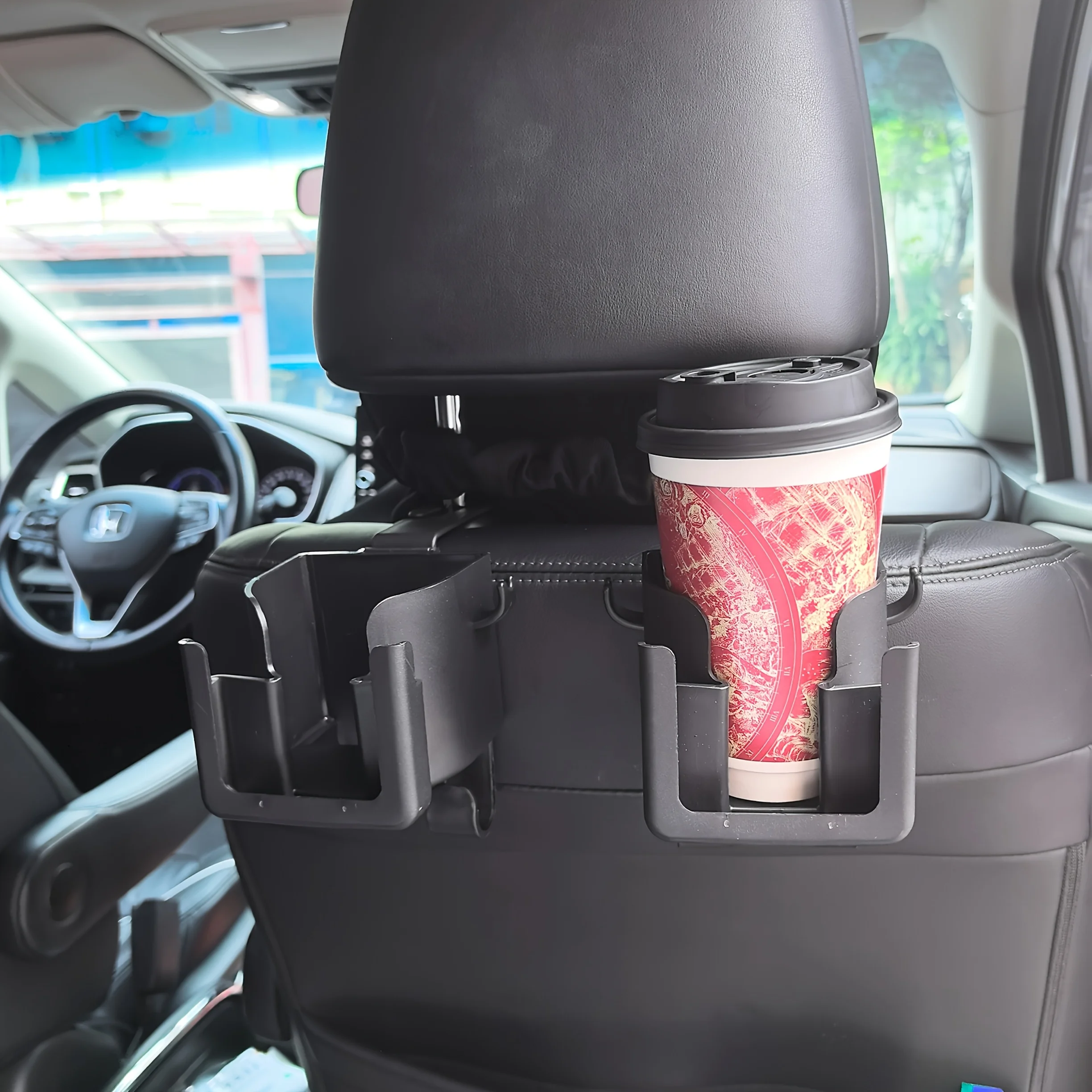 Auto-Rücksitz-Organizer mit Getränkehalter, Handyhalterung und Haken - Passend für die Meisten Fahrzeuge, Fasst Wasserflaschen, Taschen - Getränkehalter für den Rücksitz