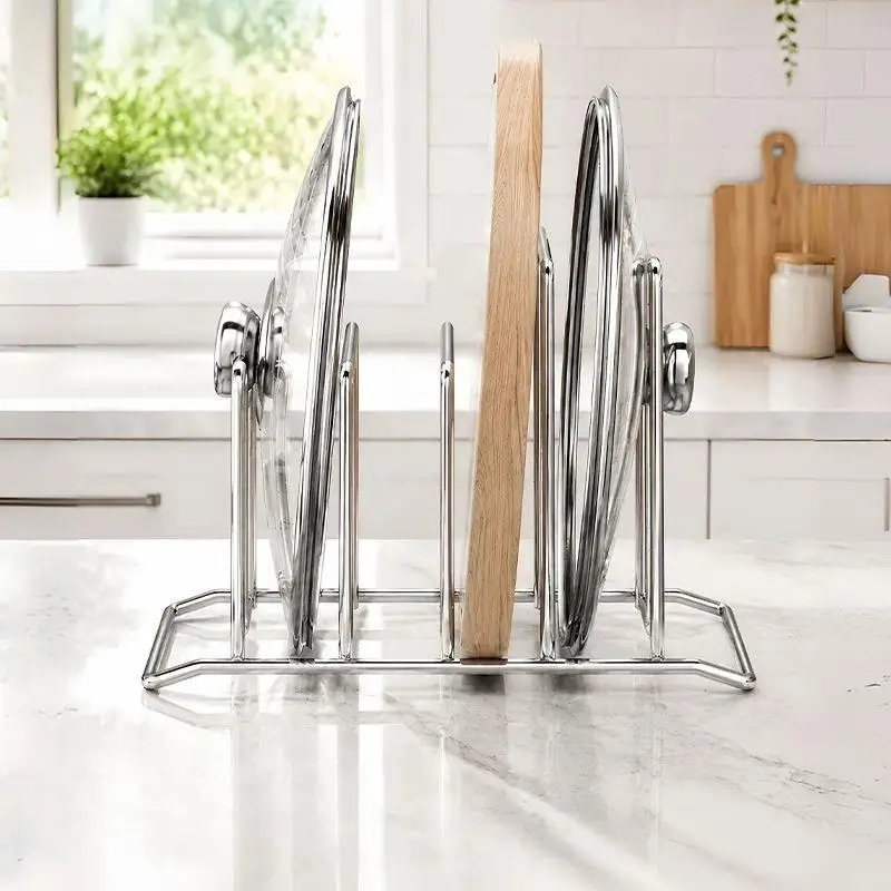 Stainless Steel Pot Lid and Cutting Board Rack Multi-Functional Rust Proof Kitchen Countertop Organizer for Baking Tools Pan Li