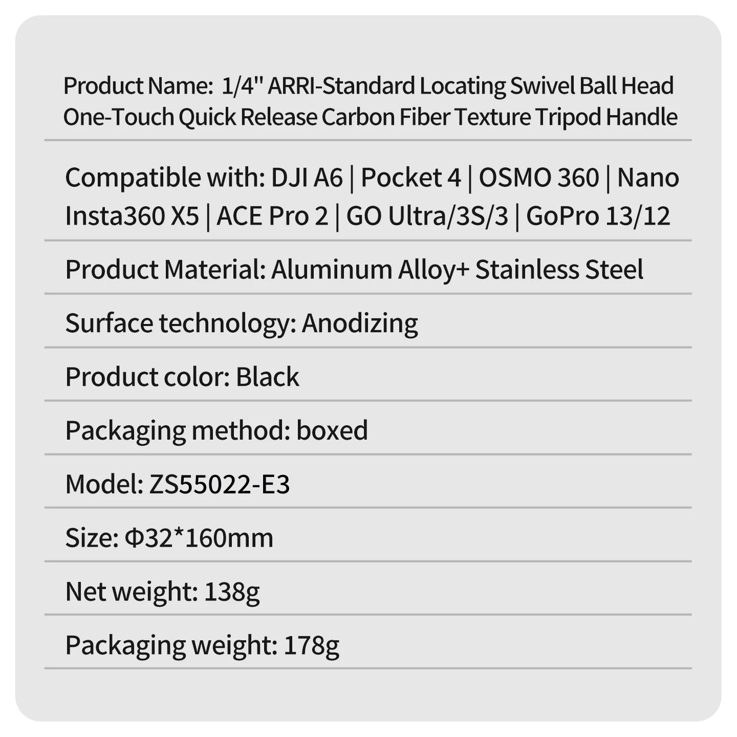 Ein-Klick-Öffnung Mini-Stativ 22mm Kugelkopf ARRI Positionierungsadapter 1/4 Schraube für GoPro Insta360 DJI Action Desktop Vlog Halterung – Detail 20