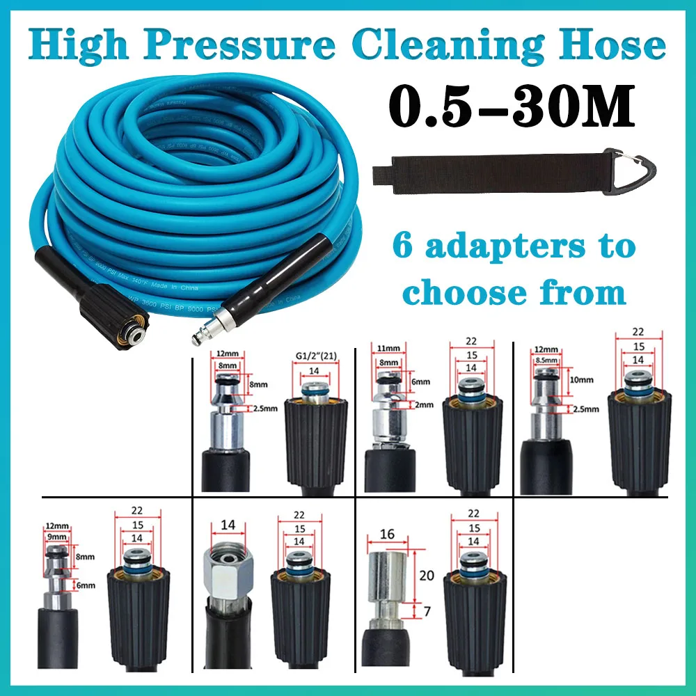 

0.5-30M Ultra Flexible Pressure Washer Hose Pipe Cord Kink Resistant Pressure Washing For Makita/ Stihl/Black&Decker/Lavor/Huter