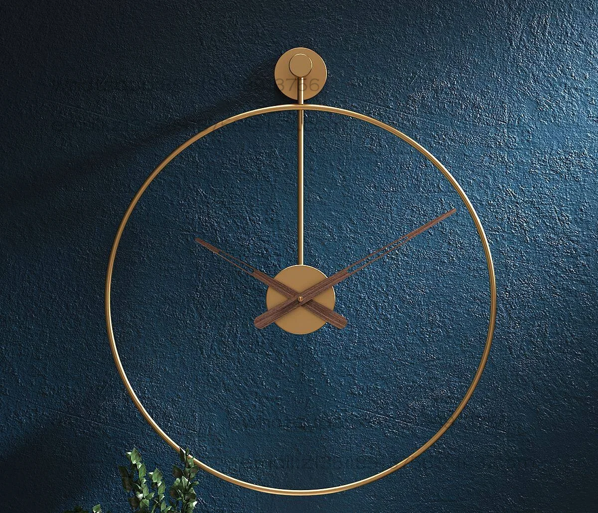 Simple wind wall clock Living room Minimalist wind wrought iron clock Metal model room Single ring  Creative wall clock