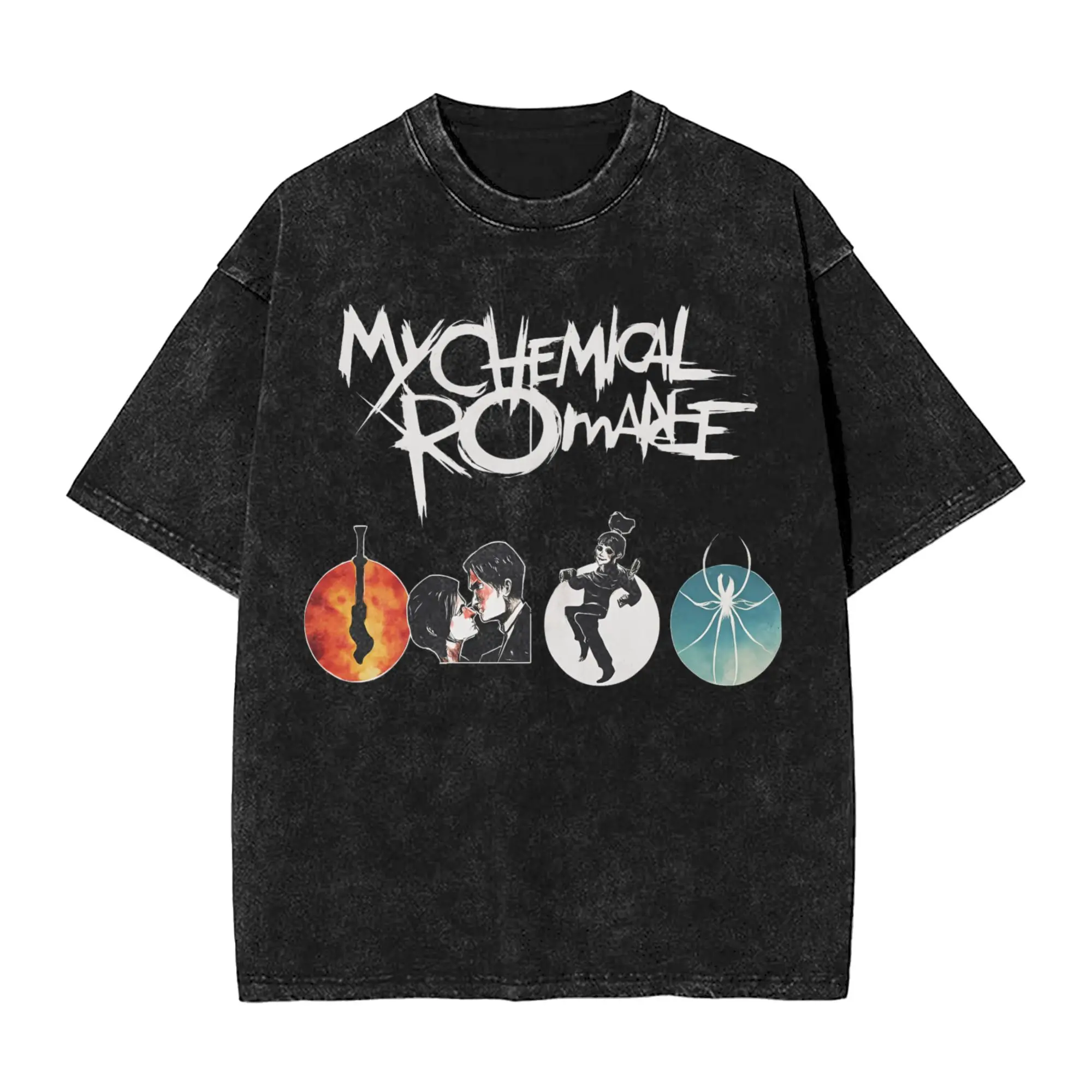 

My Chemical Romance Rock Music Men T Shirt Washed Vintage Tees Short Sleeve Round Neck T-Shirt Cotton Classic Clothing