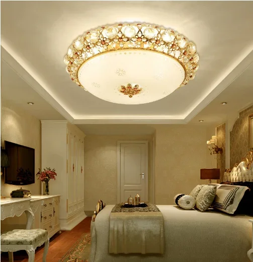 LED ceiling lamp luxury crystal living room bedroom romantic European luxury aristocraticwarm wedding iron lamp D38 / 48/58 cm