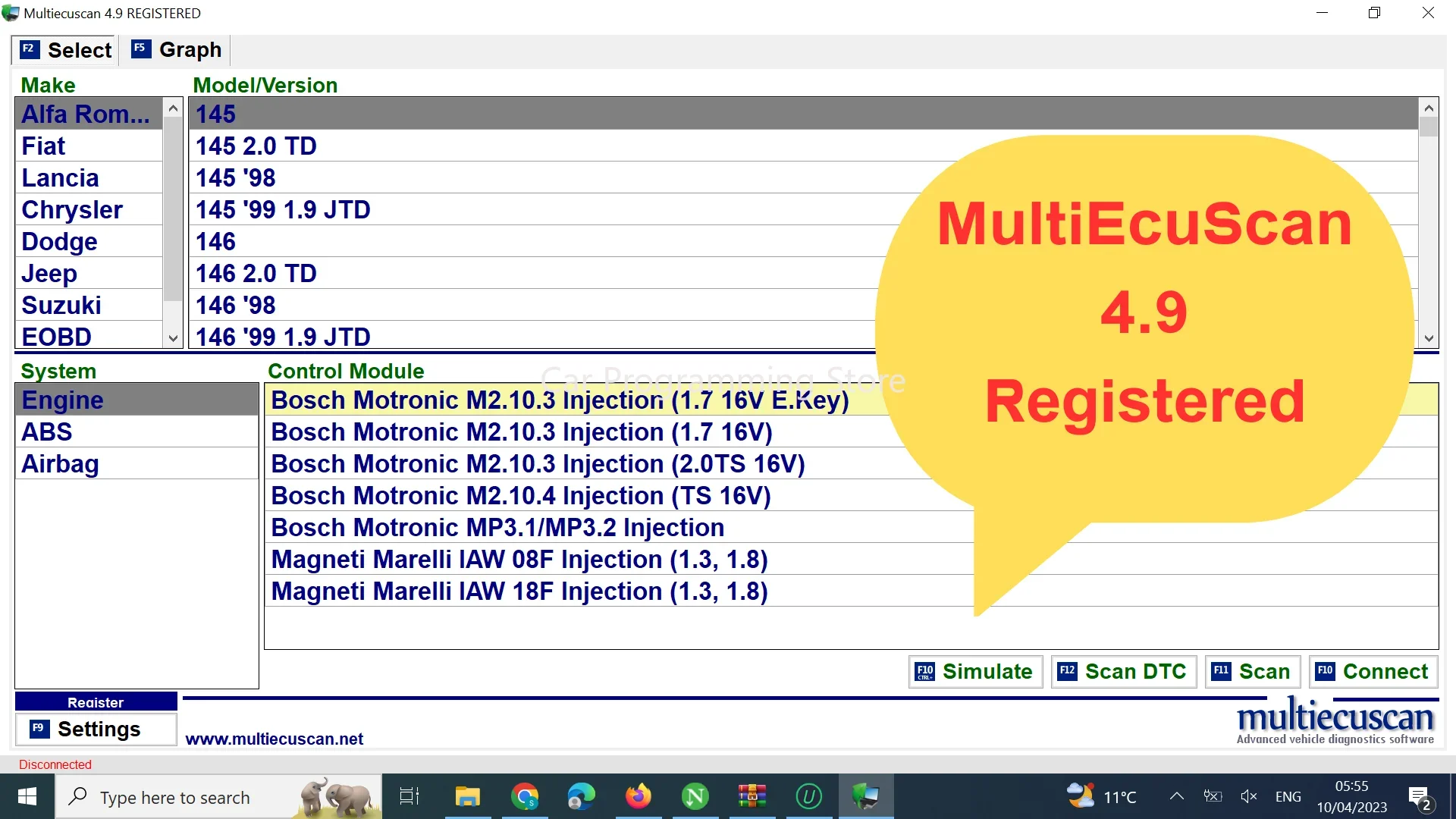 2025 MultiEcuScan 5.2 software for Fiat/Alfa/Romeo/Lancia Registered Work with ELM327/OBDII Diagnostic Tool Registered Unlimite