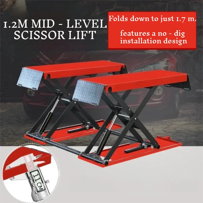 

1.2m Car Lift Waterproof and Groove-free Mobile Ultra-thin Small Shears Handling Equipment