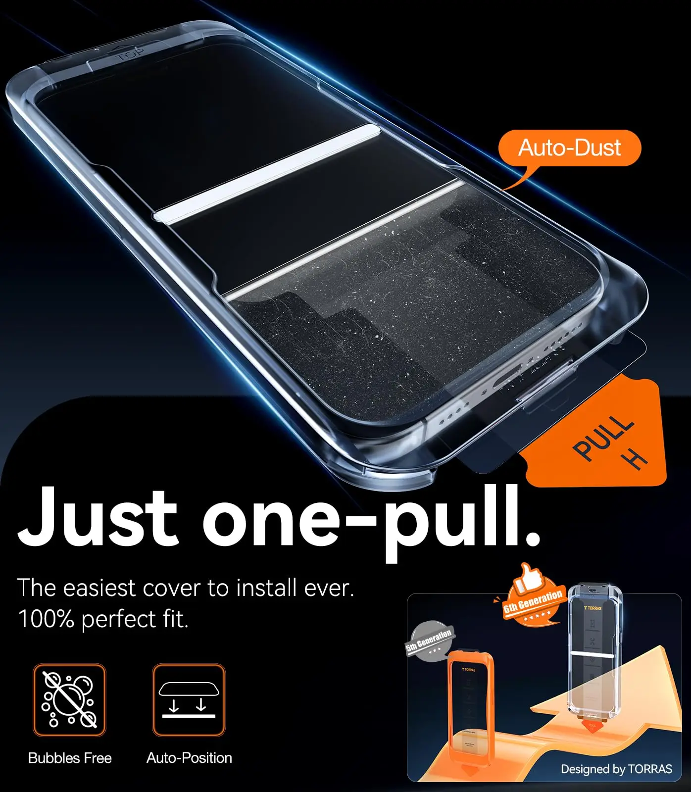 TORRAS HD iPhone 16 15 14 13 Pro Max Plus 화면 보호기, 9H+ 항공우주 강화 유리용 방폭 강화 필름