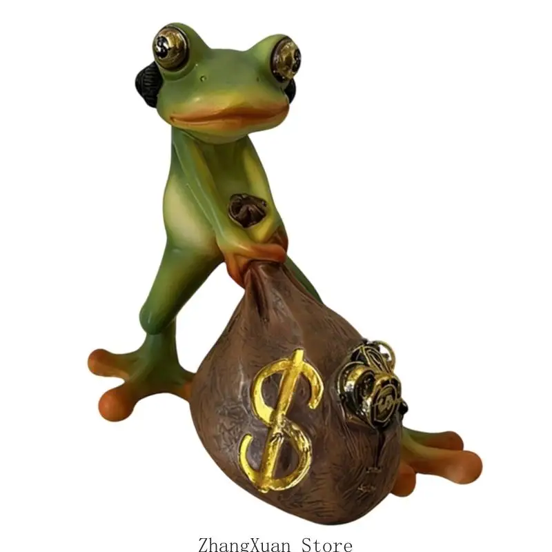 Lucky Frogs Money Bag Resin Statue Home Decors Reichtum Symbol Handcrafted Ornament 3XUF – Detail 4