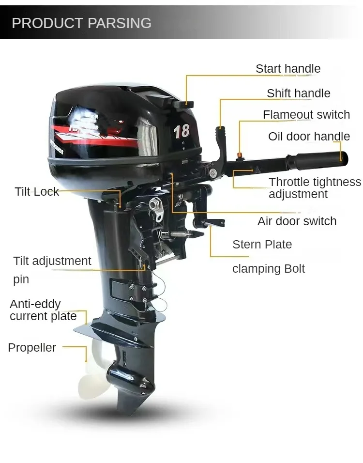 New Design 9.9hp 2-stroke Short Axis Outboard Engine Suitable Suit 4-5m Ships 246cc Outboard Motor Engine