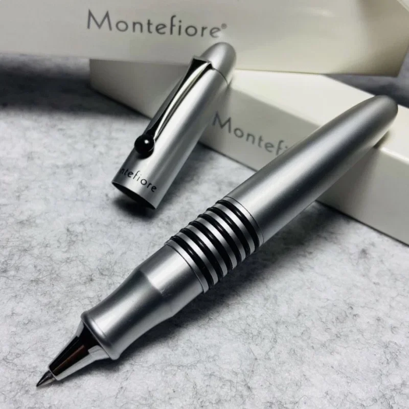 Hign-end Heavy Feeling Brass Metal Black Silver Roller Ball Stationery Pen Office Student Thick Barrel Pens for Men's Gift