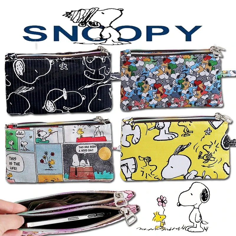 Snoopy Waterproof Wallet Portable Women\'s Wallet Zipper Coin Bag Girls Cute Cosmetic Bag Student Mobile Phone Oxford Cloth Bag