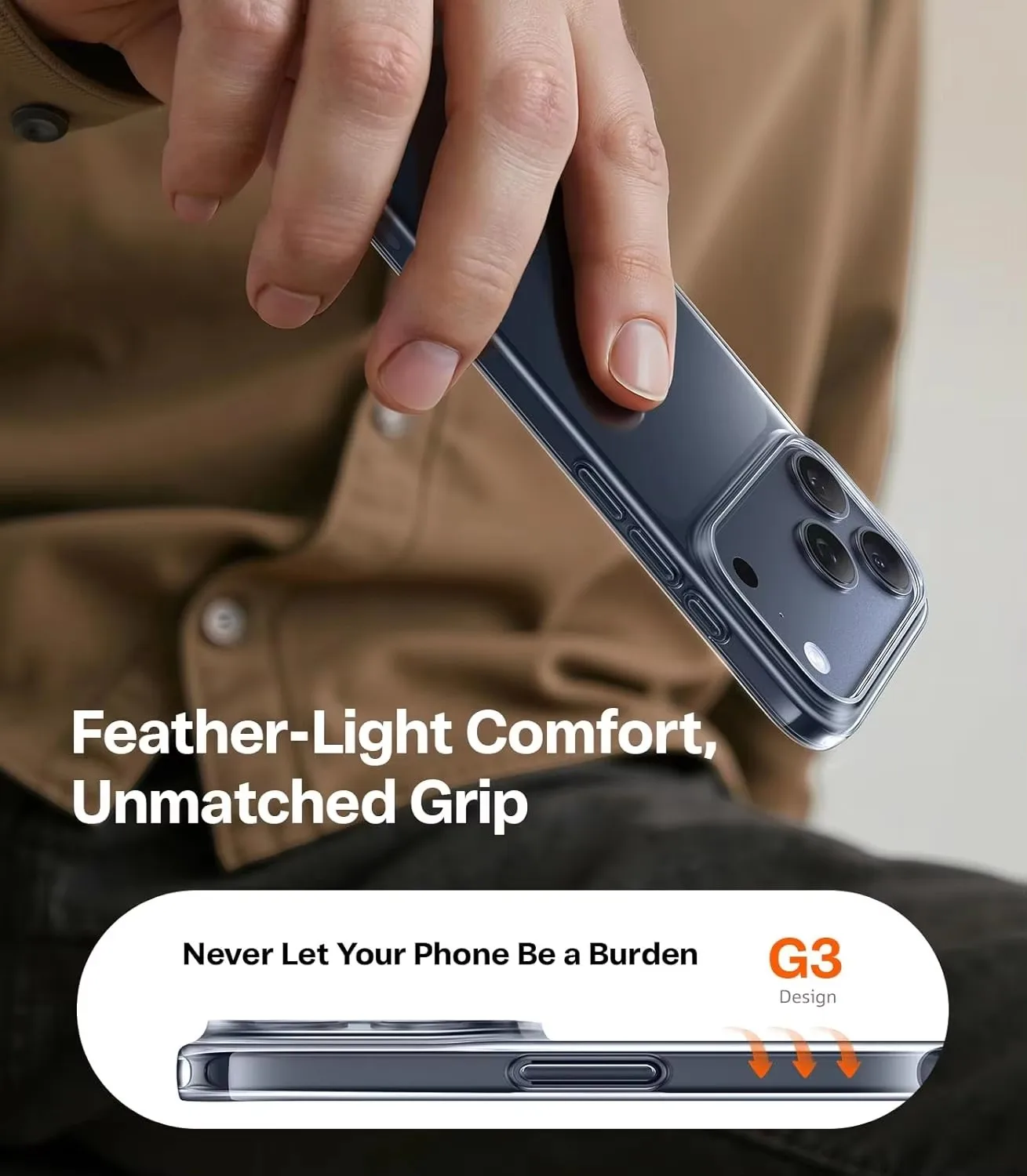 Transparente, ultradünne Schutzhülle für iPhone 16 15 14 Pro 18 Max, leicht, kratzfest, aus hartem PC. – Detail 5