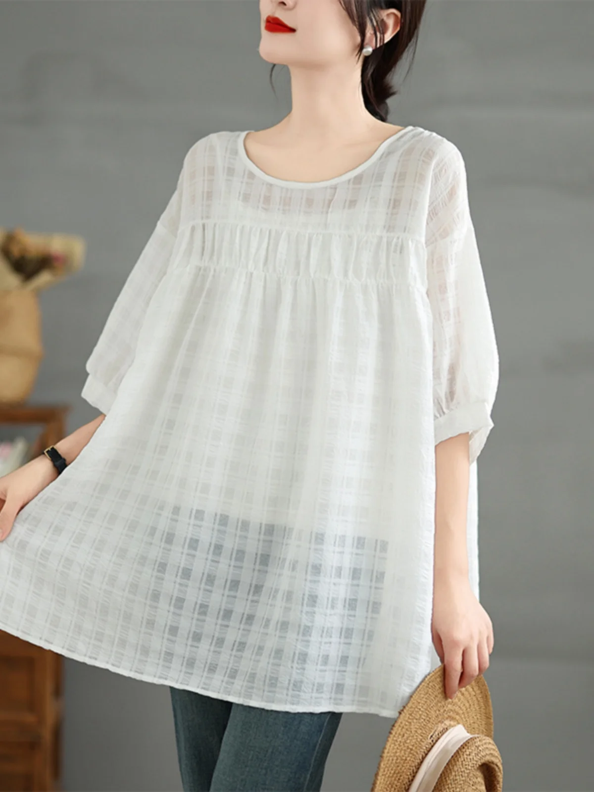 2024년 여름 루즈 캐주얼 오트 스웨트 셔츠 커버 스토 빅 사이즈 여성용 편안한 통기성 티셔츠