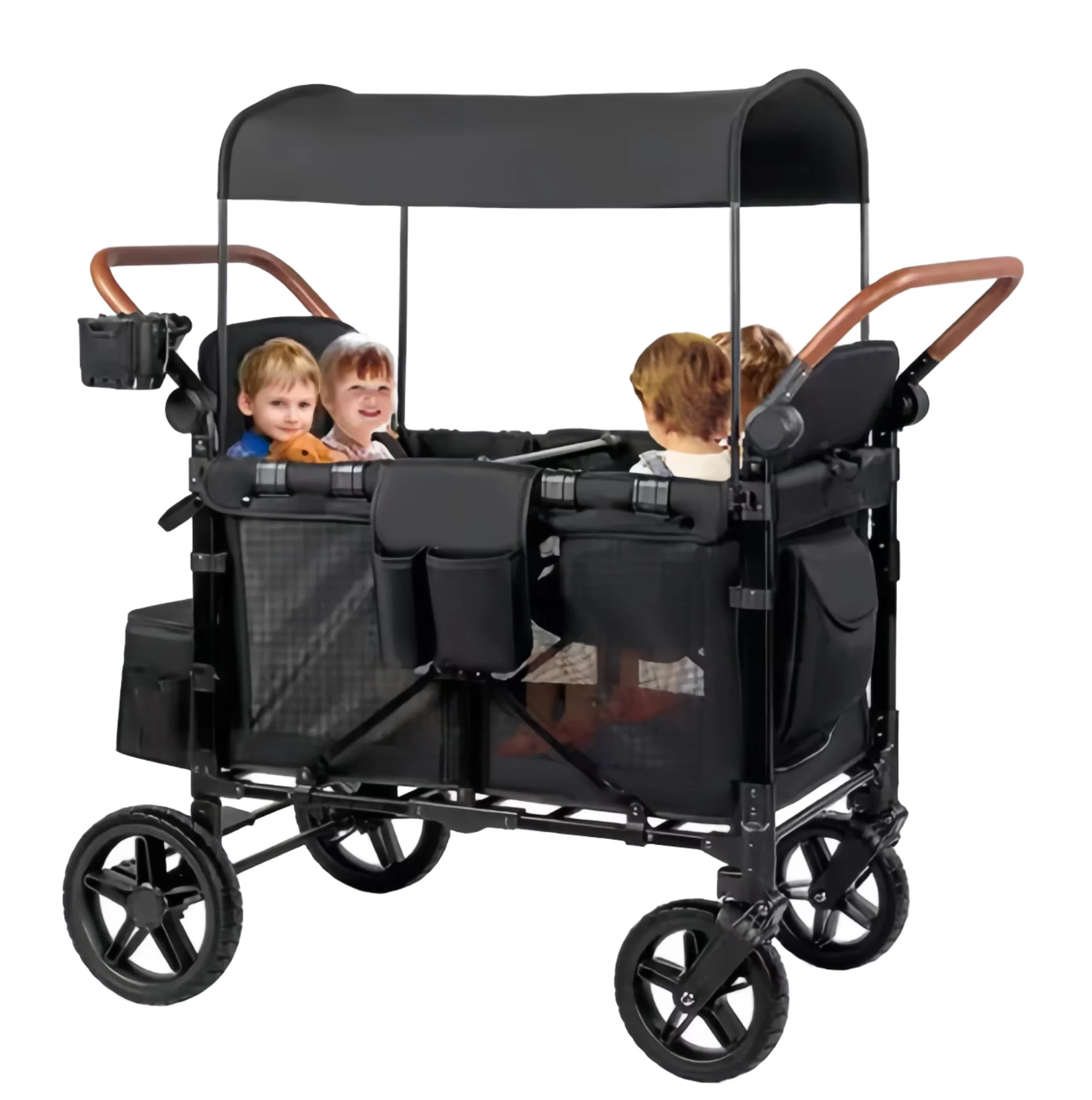 4-Seater Collapsible Alloy Utility Cart Portable Heavy Duty Garden Camping Wagon Convertible Foldable Outdoor Wagon 3+ Years Old