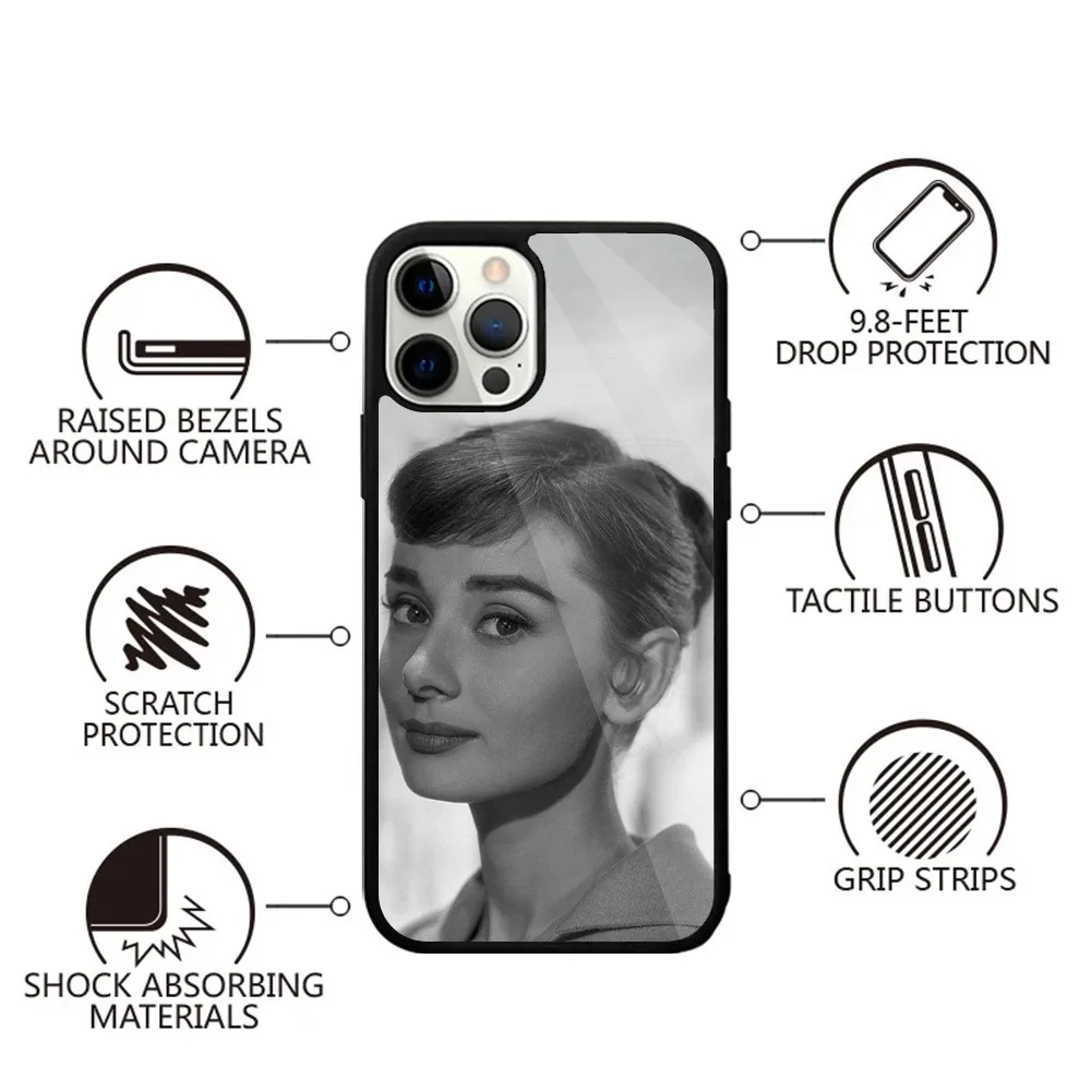 Actor A-Audrey H-Hepburn Phone Case For iPhone 16,15,14,13,12,11,Plus,Pro,Max,Mini Magsafe Magnetic Wireless Charging