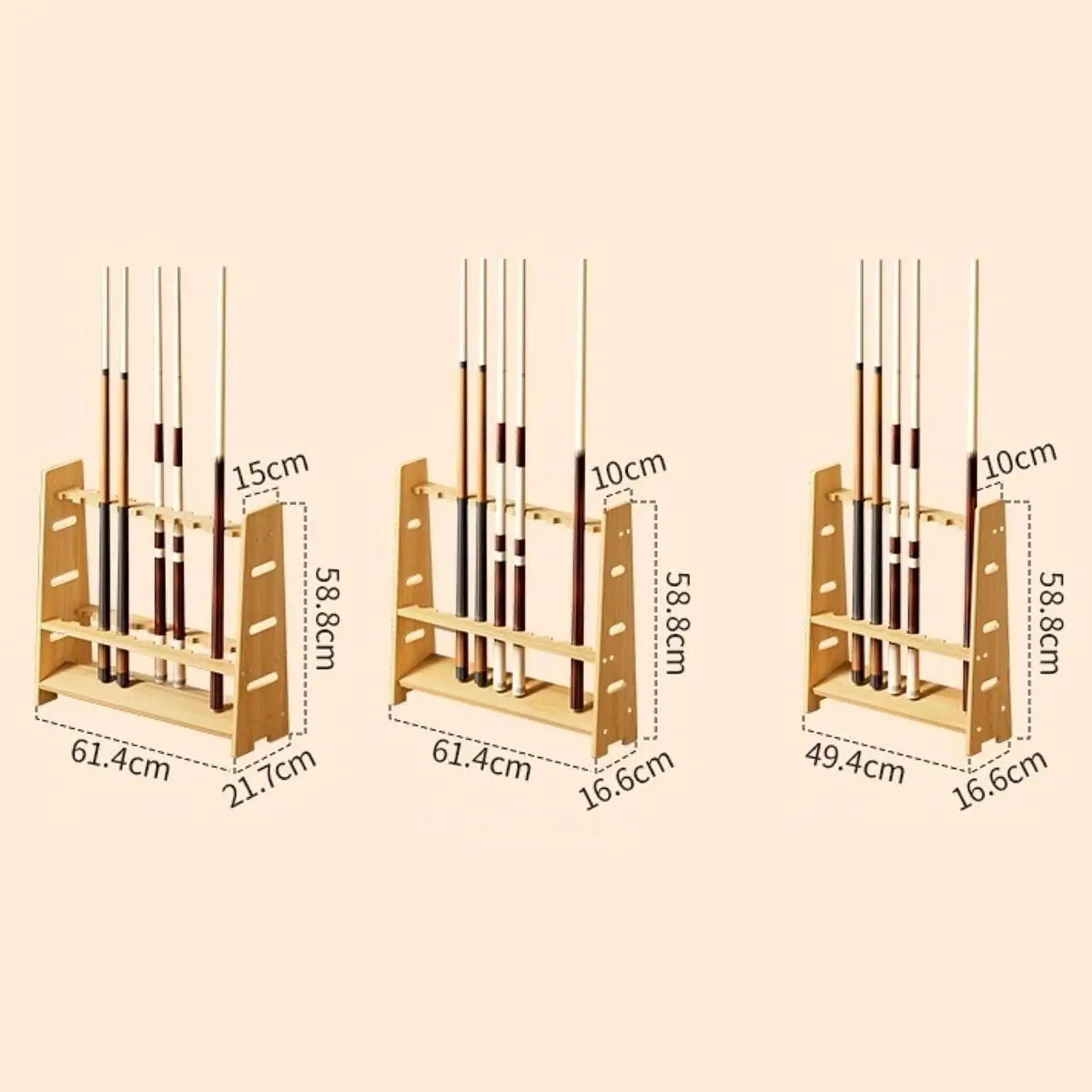 

Professional Billiard Cue Rack Solid Wood Double Layer Stand Sleek Organizer for Pool Table Accessories