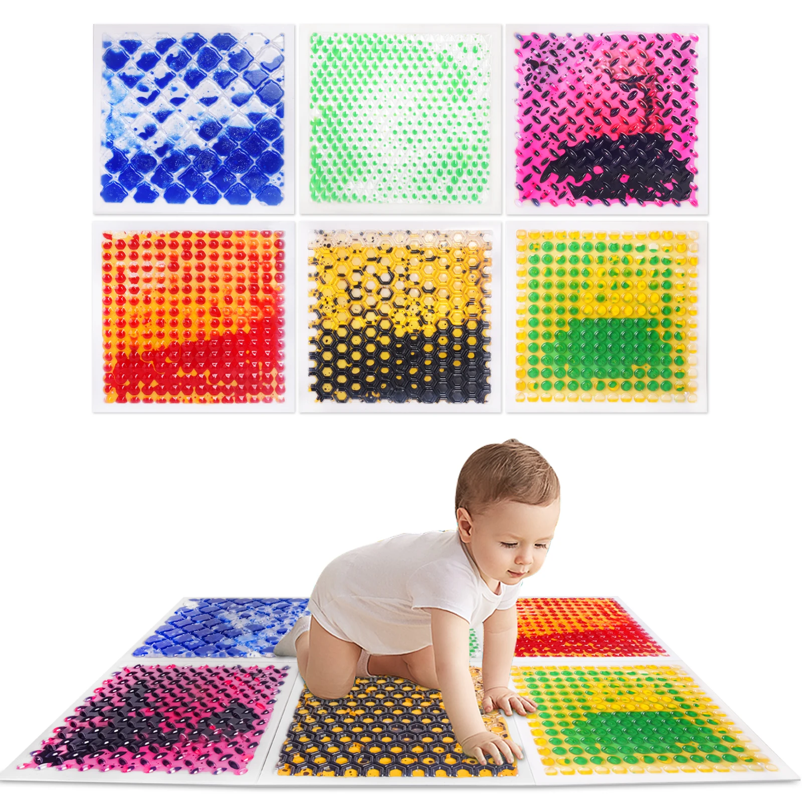 

Sensory Mats Premium Quality Liquid Sensory Mat for Family Playroom - Sensory Squares Floor for Young Children 6PCS