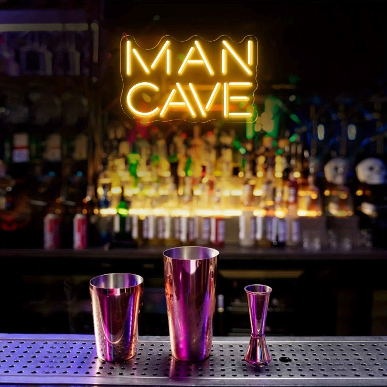 Lampu Neon Man Cave, Lampu LED Man Cave Bertenaga USB, Dapat Diredupkan, untuk Dekorasi Dinding Kamar Tidur, Ruang Game, Bar, Pub, Klub, Pesta