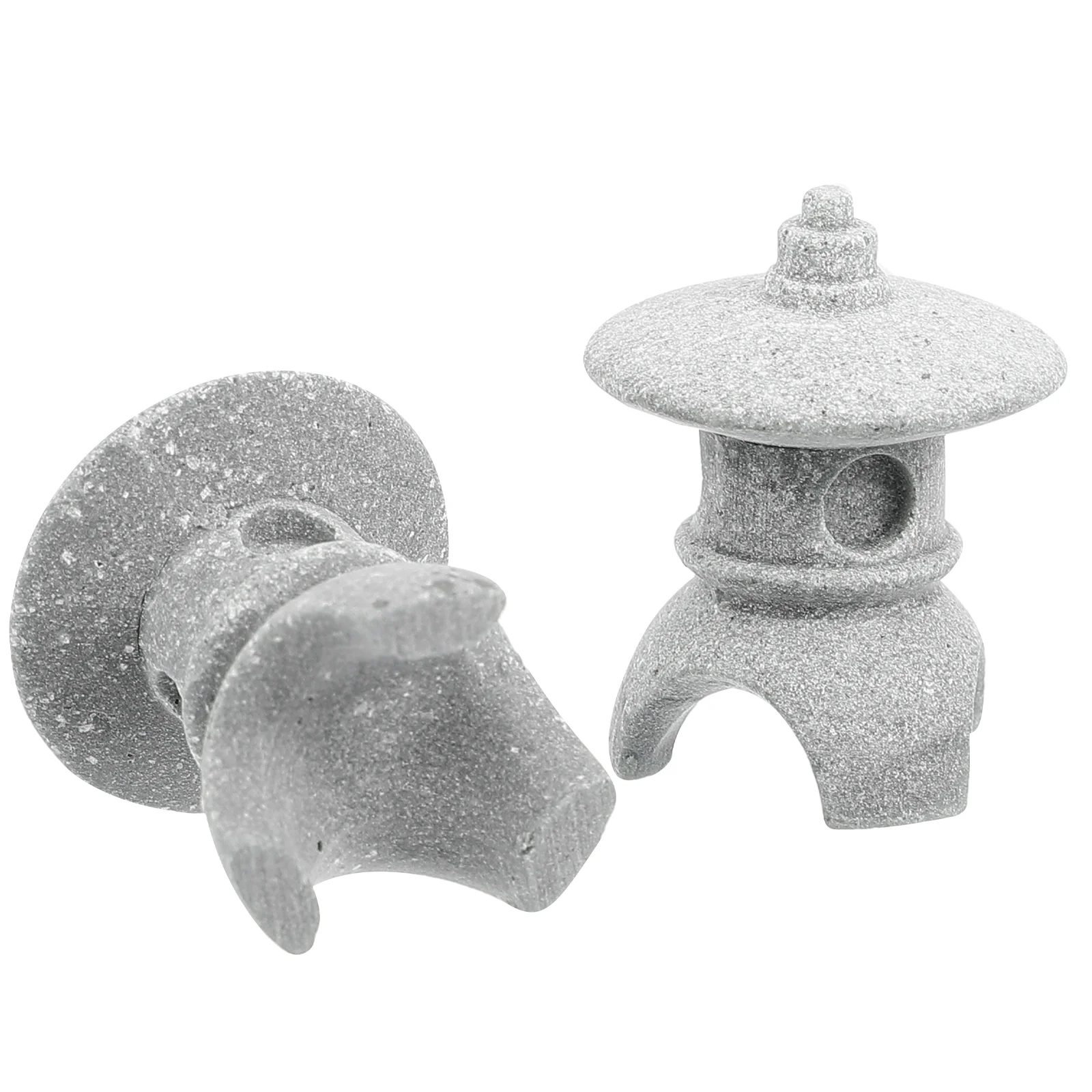 

2 Pcs Micro Landscape Decoration Mini Tabletop Ornament Japanese Stone Pagoda Miniature Sandstone Statue Garden