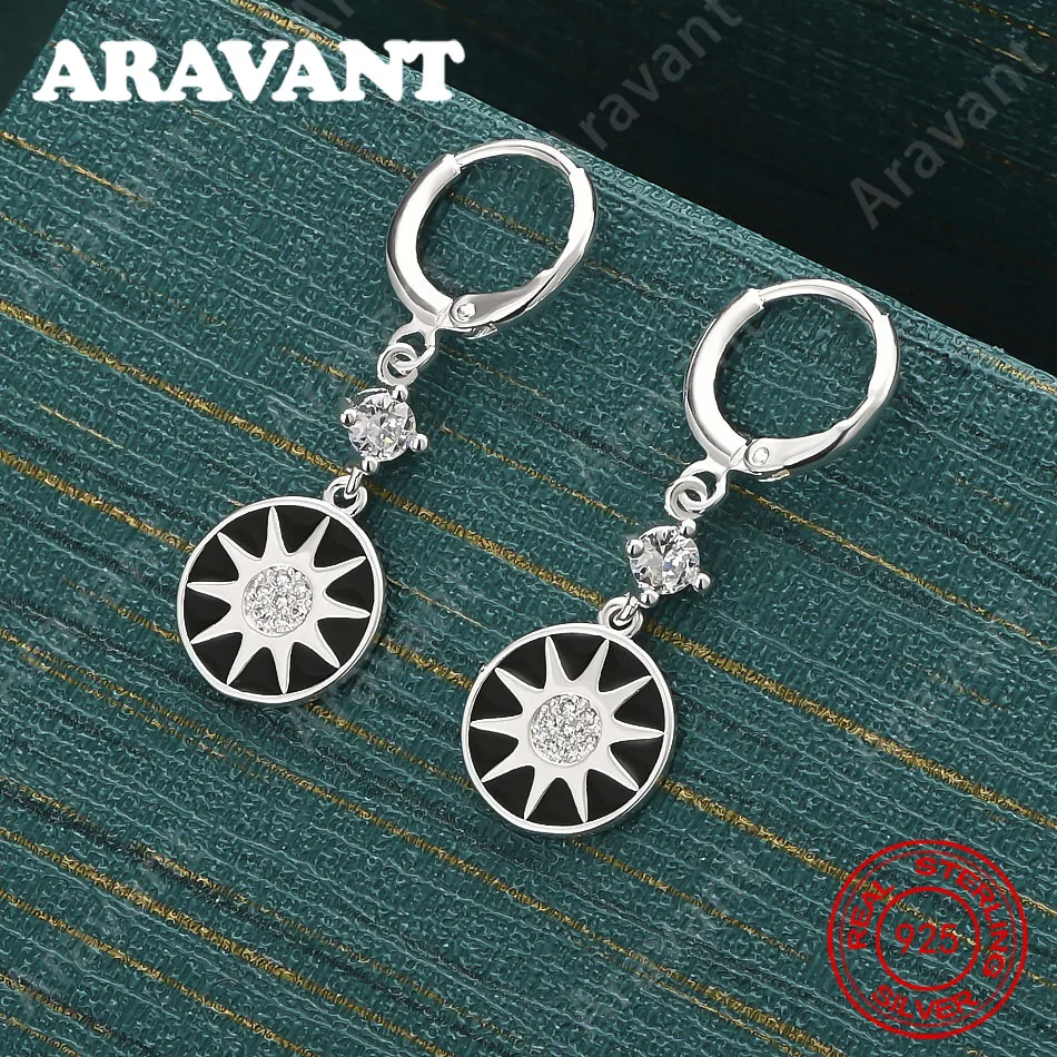925 Sterling Silver Eight-Pointed Star Diamond And Zirconia Earrings - Vintage Elegant And Noble Party Jewelry For Women
