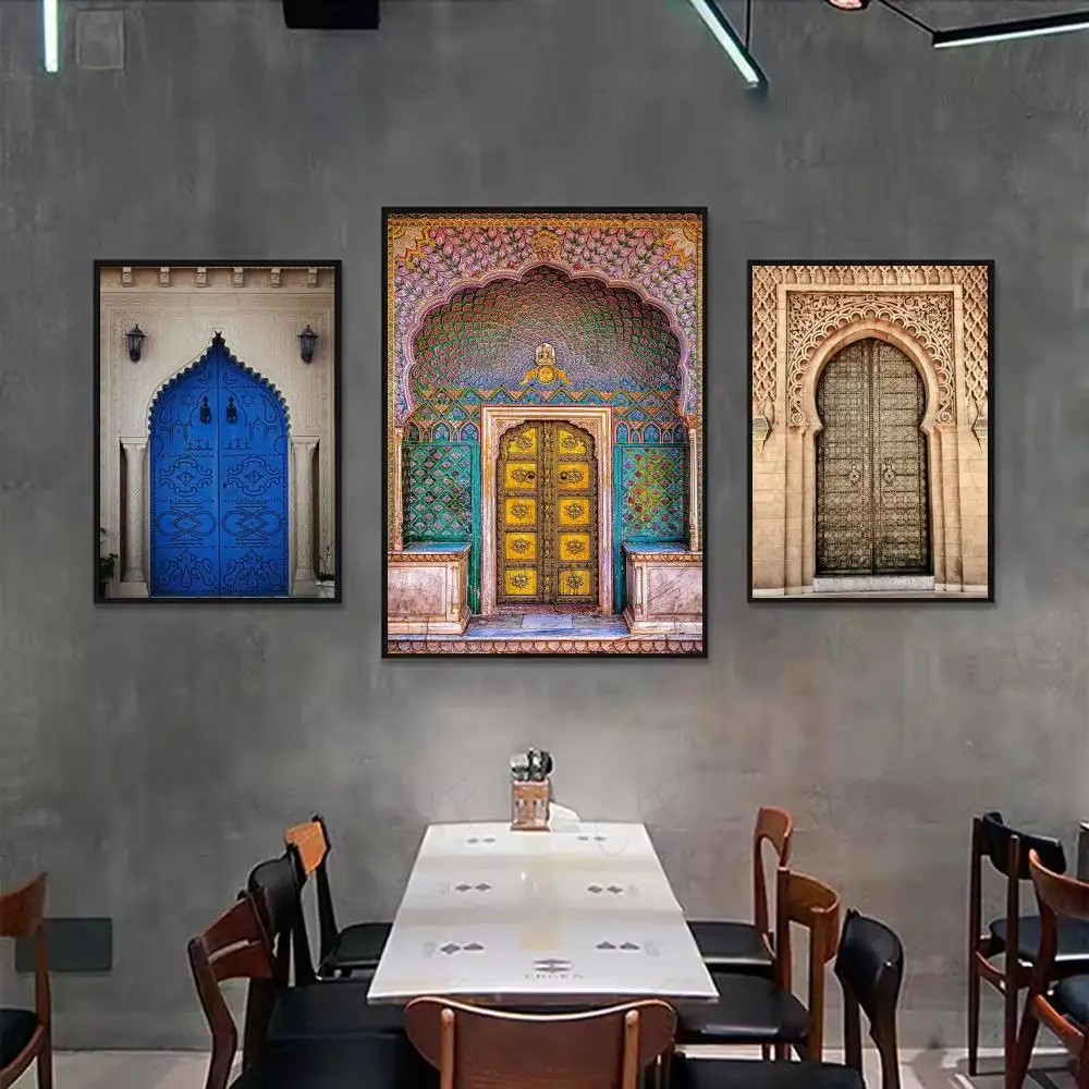 ملصق فني عربي لباب المغرب ملصقات حائط حديثة وأنيقة لديكور المنزل وغرفة المعيشة وفن الحائط #4
