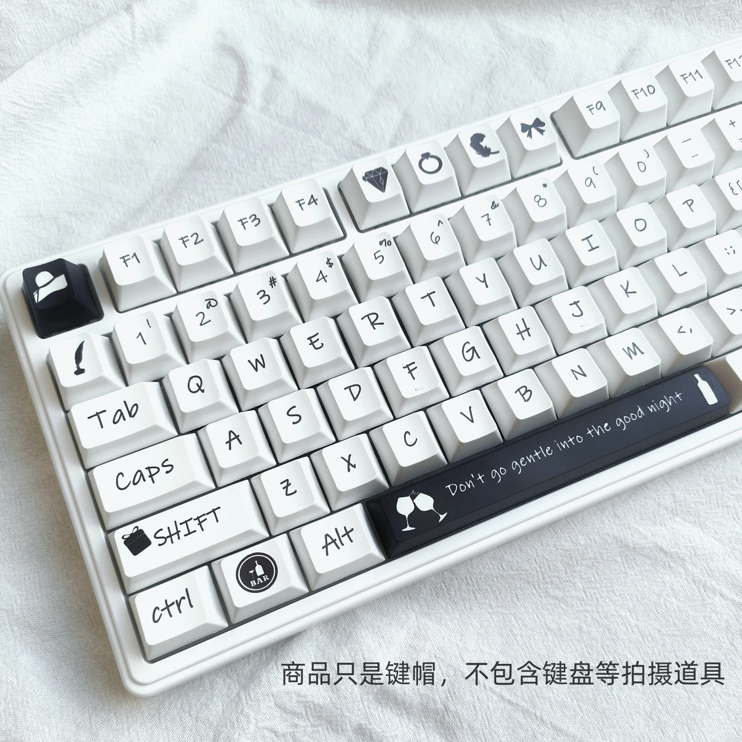 Spade Q theme keycap PBT sublimation original height 133 keys simple rk Ai stone VGN cross keyboard cap