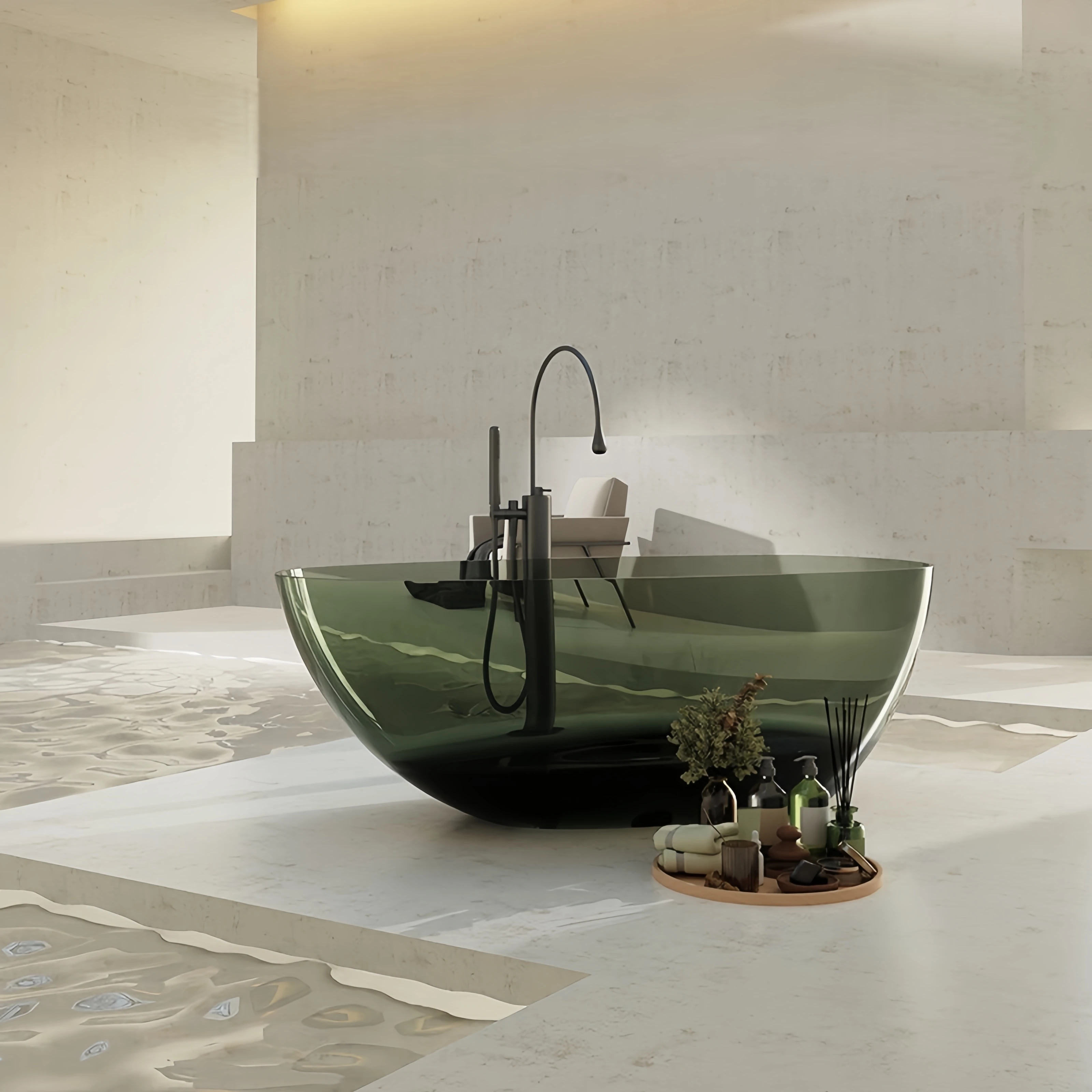 %* High Quality Transparent Resin Oval Bathtub Freestanding Modern Design Rein Tub Drain Soaking 60gal Capacity Japanese Soaking