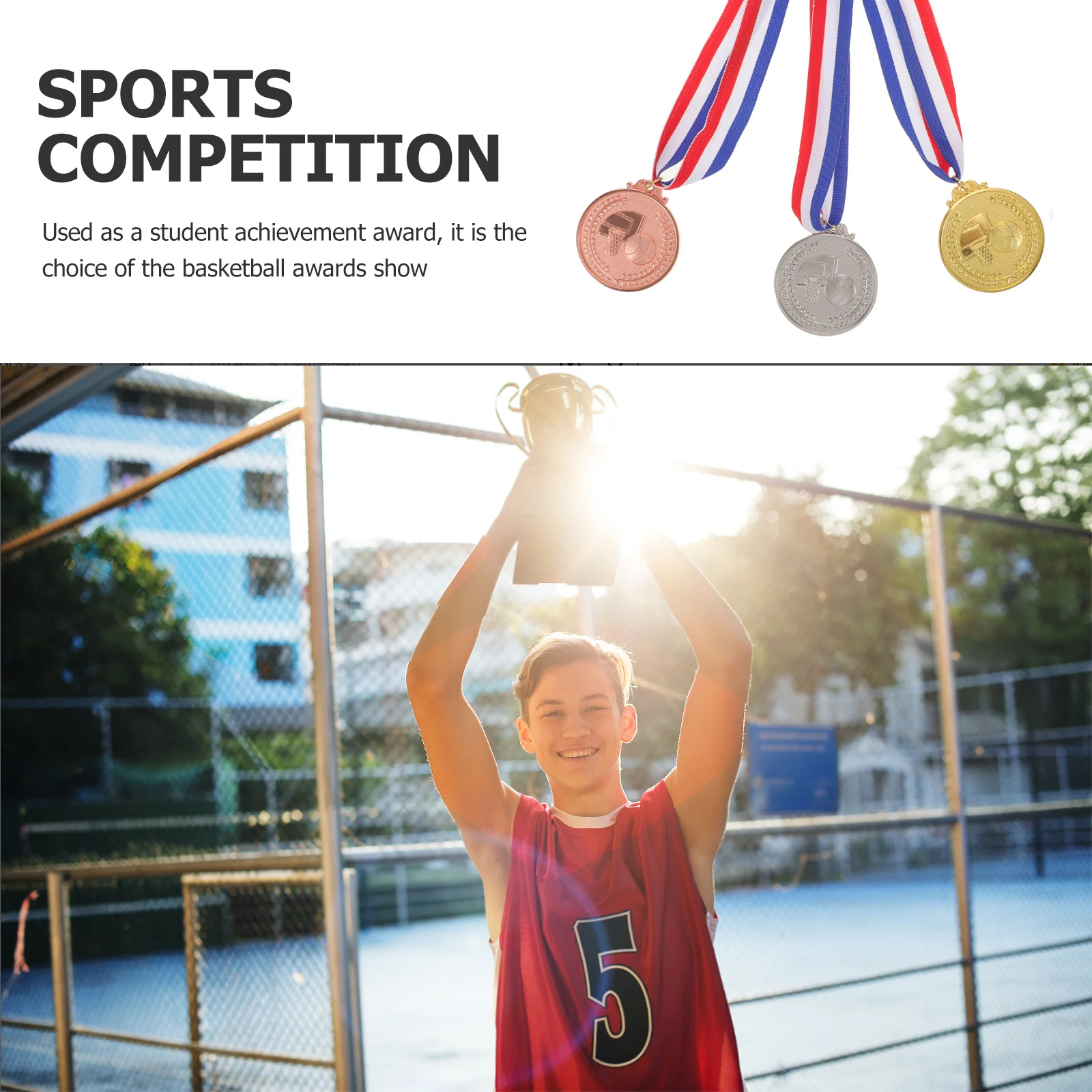 

3pcs Basketball Medals Metal Awards Set For School Sports Competition Student Achievement Ceremony Decorative Party Favors Props