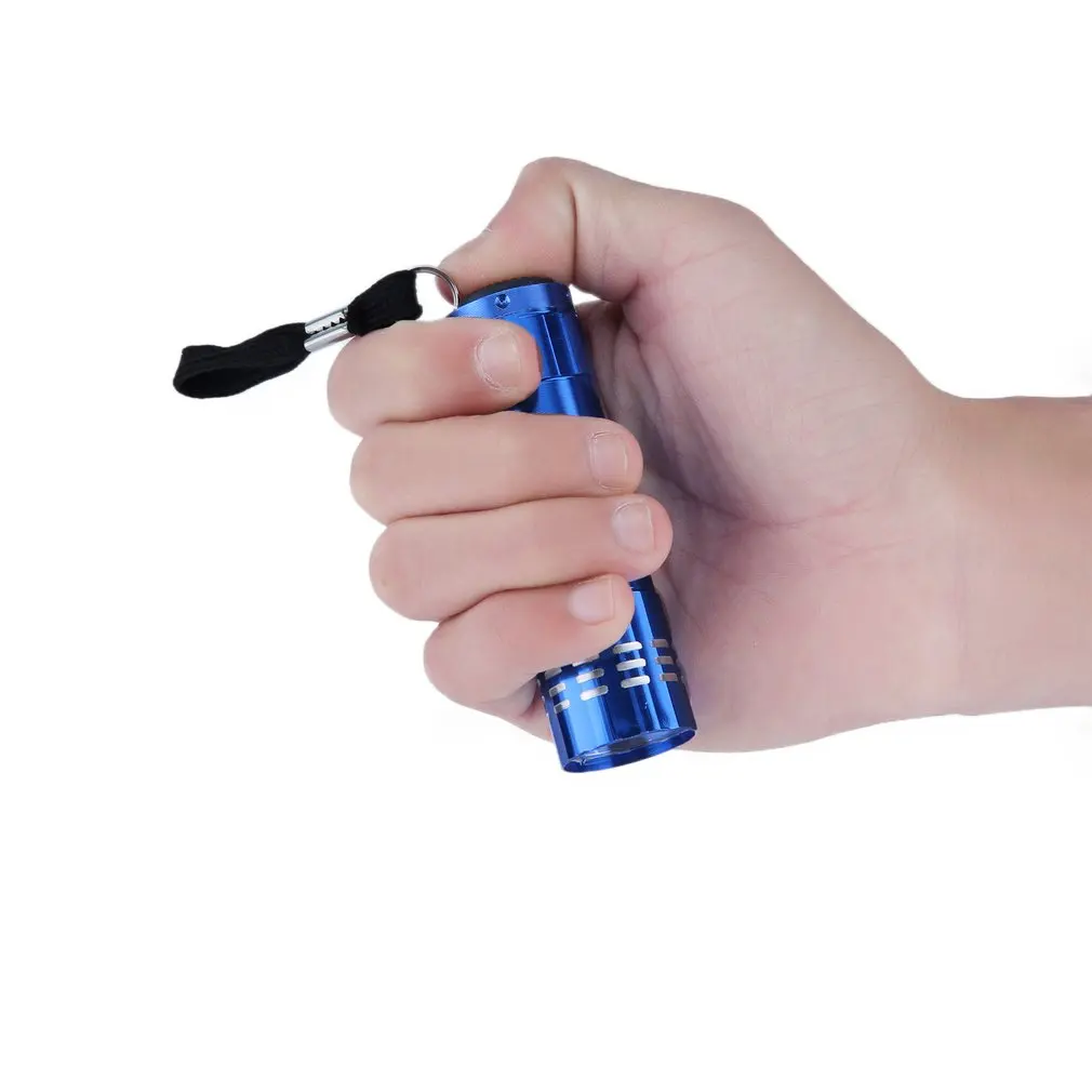 Hot 9 LED Mini Ultra Bright ไฟฉายกลางแจ้งไฟฉายกันน้ําน้ําหนักเบา Super Solid ไฟฉายอลูมิเนียมสีฟ้าสําหรับ Camping