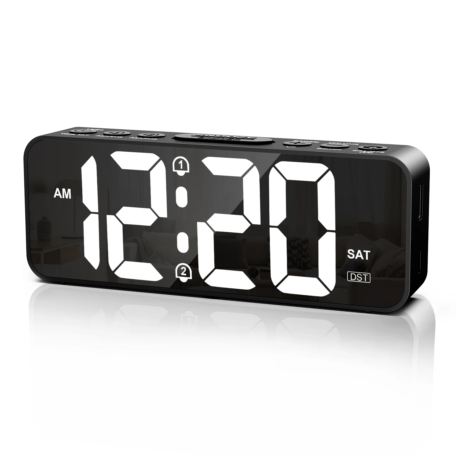 ORIA Digital Alarm Clock with Snooze Wake Up 12/24H LED Tables Clock for Bedrooms Bedside Desk Shelf Home Office