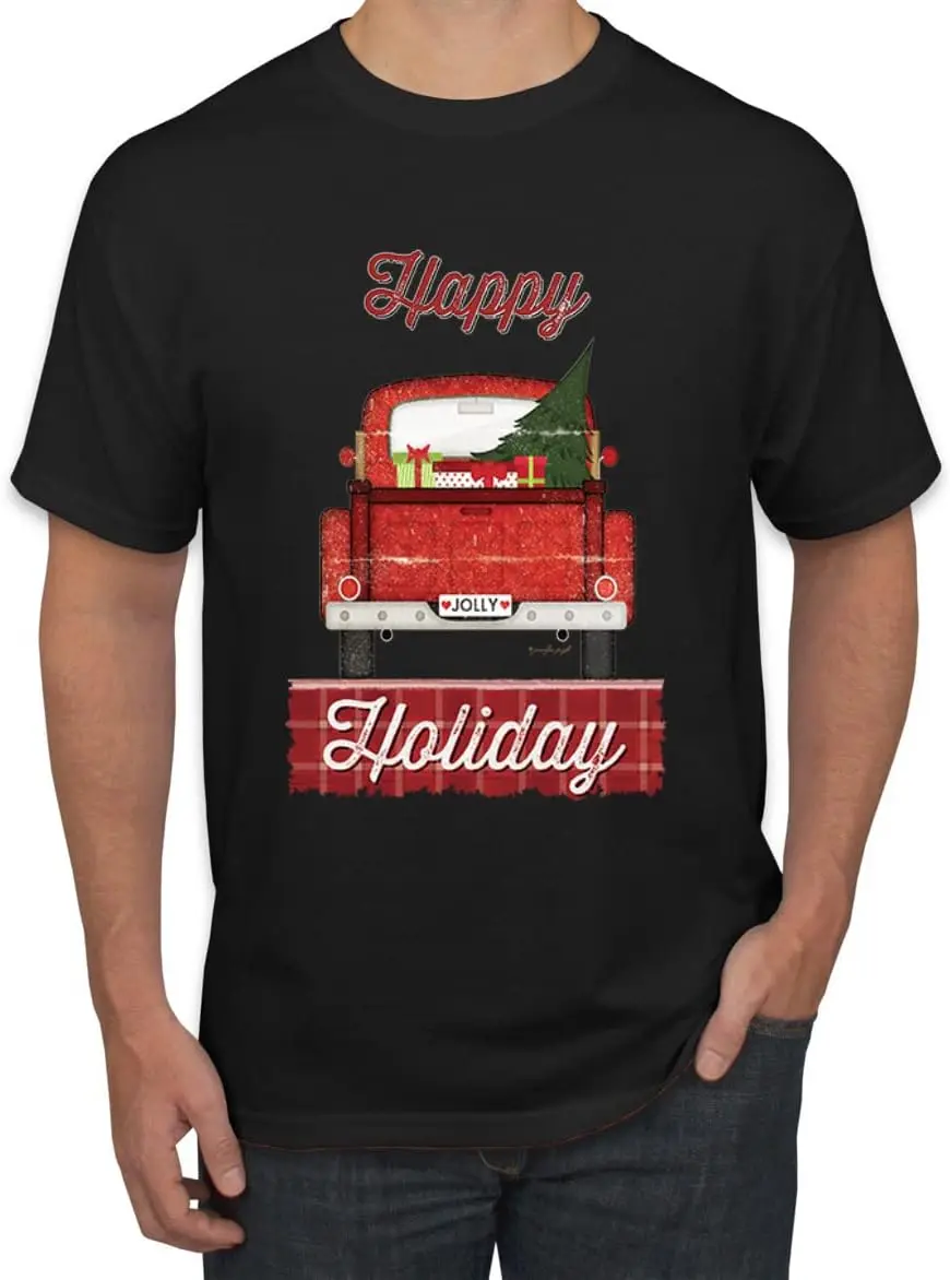 Happy Holiday Jolly Red Pick Up Christmas Men's T-Shirt